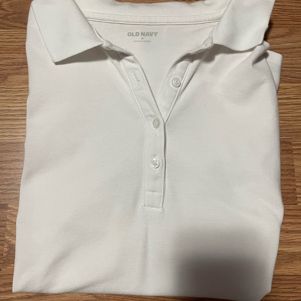 Old Navy uniform polo style Crisp White Collared Shirt